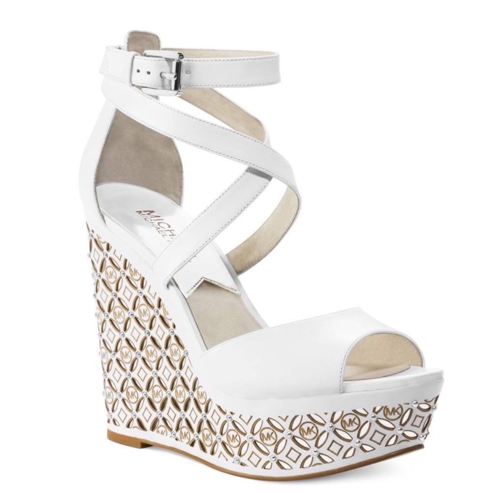 Michael Kors White Michael Gabriella Platform Wedges, NWOT, size 6.5